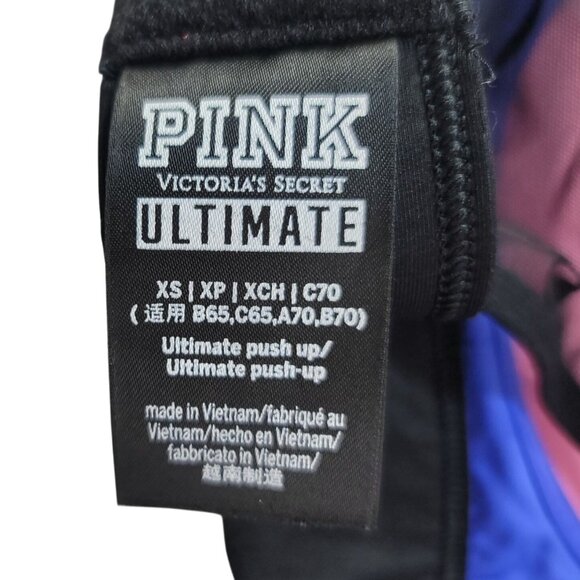Victoria's Secret PINK Push Up Sports Bra Blue XS Full Cover Racerback Ultimate - Picture 6 of 7